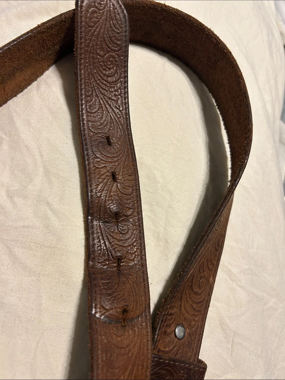 Men’s western brown leather belt with silver